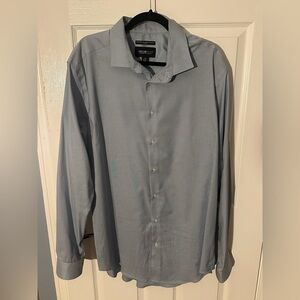 Kenneth Cole Awareness Slim Fit Striped Dress Shirt~18 36/37~Blue & White